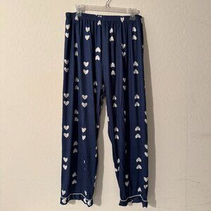 Heart Print Pajama Pants | Navy Lounge Sleepwear | Size 1XL